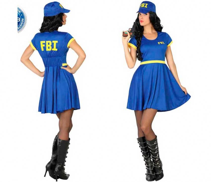 Costume Carnevale Halloween Donna Ragazza Super Poliziotta FBI