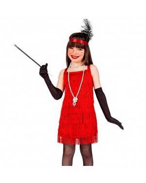 Costume Charleston Frange Rosso Taglia 3-4 per Carnevale