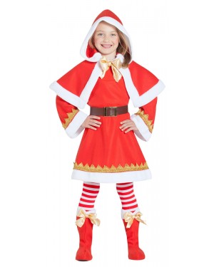 Costume da Babbo Natale per Bambina con Mantello e Cappuccio per Carnevale | La Casa di Carnevale