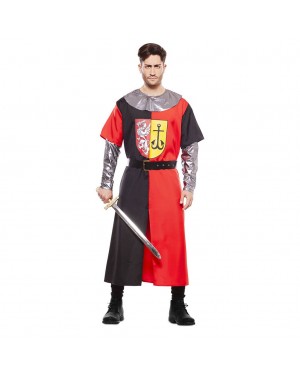 Costume da Crociato Medievale Nero e Rosso Adulto per Carnevale | La Casa di Carnevale