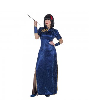 Costume da Geisha Cinese Qi-Pao Blu Donna per Carnevale | La Casa di Carnevale