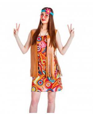 Costume Hippie Donna Marrone Taglia S per Carnevale