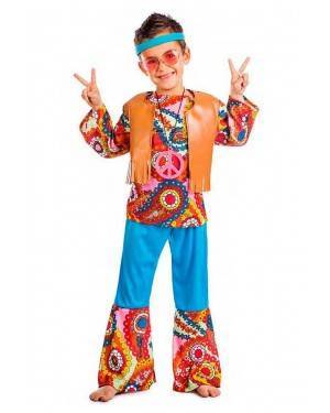 Costume Hippie Marrone Bambino Taglia 3-4 per Carnevale