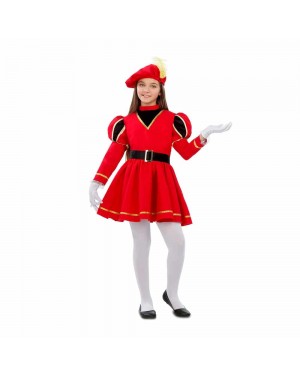 Costume Paggio Rosso Bambina per Carnevale | La Casa di Carnevale