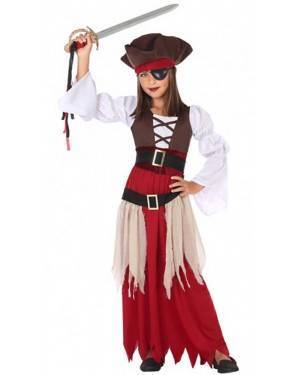 Costume Pirata Rosso Bambina per Carnevale | La Casa di Carnevale