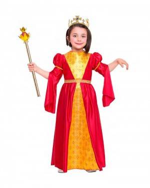 Costume Regina Medievale Taglia 3-4 Anni per Carnevale