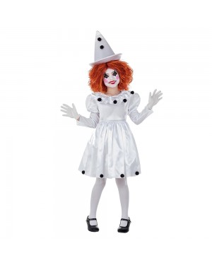 Costume Vestito Pagliaccio Pierrot Bambina per Carnevale | La Casa di Carnevale