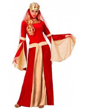 Costume Regina Medievale Rosso/Beige